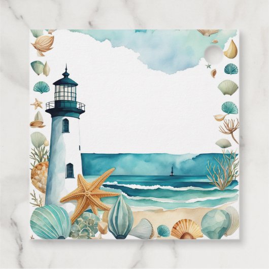 Nautische Vuurtoren Bruiloft Bedankjes Labels (Achterkant)