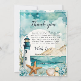 Nautische Vuurtoren Bruiloft Bedankkaart