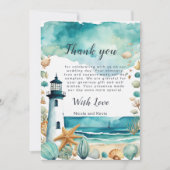 Nautische Vuurtoren Bruiloft Bedankkaart (Voorkant)