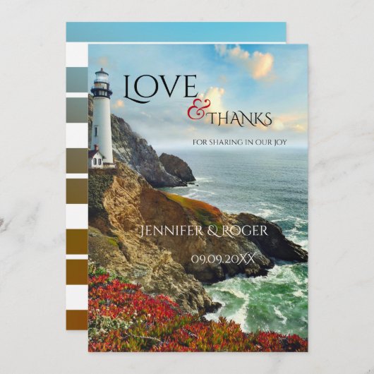 Nautische Vuurtoren Bruiloft Dank u Kaart (Voorkant / Achterkant)