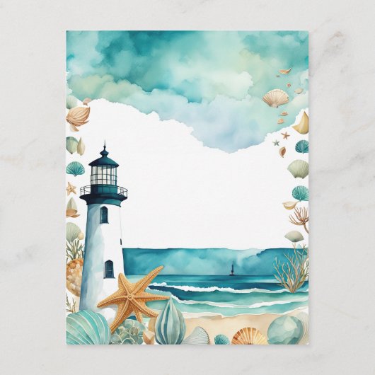 Nautische Vuurtoren Bruiloft Informatiekaartje (Achterkant)