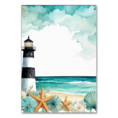 Nautische Vuurtoren Bruiloft Kaart (Achterkant)
