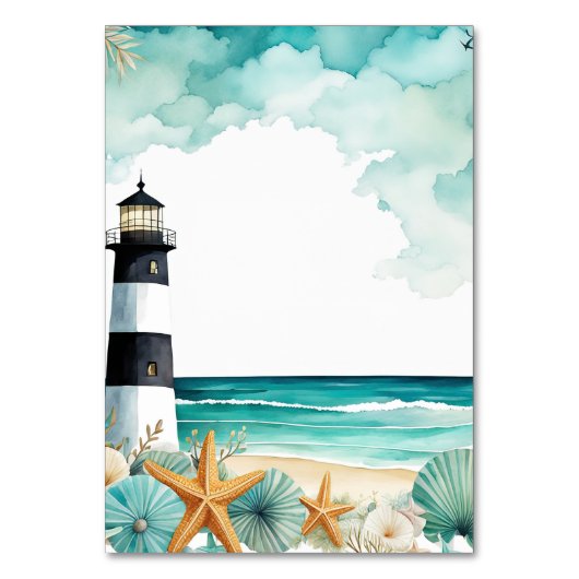 Nautische Vuurtoren Bruiloft Kaart (Achterkant)