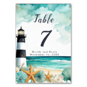Nautische Vuurtoren Bruiloft Kaart (Voorkant)