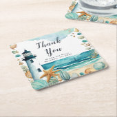 Nautische Vuurtoren Bruiloft Kartonnen Onderzetters (Schuin)