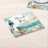 Nautische Vuurtoren Bruiloft Kartonnen Onderzetters (Schuin)