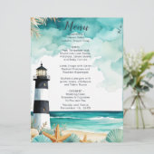 Nautische Vuurtoren Bruiloft Menu (Staand voorkant)