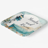 Nautische Vuurtoren Bruiloft Papieren Bordje (Gebogen)