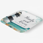 Nautische Vuurtoren Bruiloft Papieren Bordje (Gebogen)