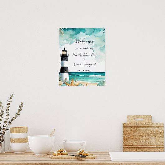 Nautische Vuurtoren Bruiloft Poster (Keuken)