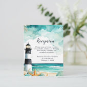 Nautische vuurtoren bruiloft receptie informatiekaartje (Staand voorkant)