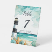 Nautische Vuurtoren Bruiloft Reclamebord Met Voetstuk