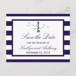 Nautische Vuurtoren Bruiloft Save The Date Aankondigingskaart