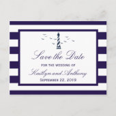Nautische Vuurtoren Bruiloft Save The Date Aankondigingskaart (Voorkant)