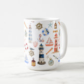 Nautische vuurtoren en zeilboot koffiemok (Voorkant rechts)