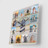 Nautische Vuurtoren  Hout 12-foto Collage Vierkante Klok (Hoek)