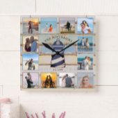 Nautische Vuurtoren  Hout 12-foto Collage Vierkante Klok