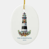 Nautische Vuurtoren Kerst Zeeen & Groeten Keramisch Ornament (Voorkant)