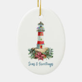 Nautische Vuurtoren Kerst Zeeen & Groeten Keramisch Ornament (Achterkant)