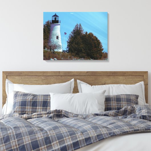 Nautische vuurtoren kunst canvas afdruk (Insitu (Slaapkamer))