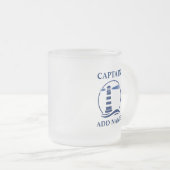 Nautische Vuurtoren met Kapitein of Bootnaam Matglas Koffiemok (Voorkant rechts)