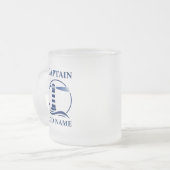 Nautische Vuurtoren met Kapitein of Bootnaam Matglas Koffiemok (Voorkant links)