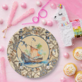 Nautische vuurtoren met kast papieren bordje (Feest)