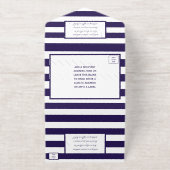 Nautische Vuurtoren Navy Stripe Huwelijk Echte Fol All In One Uitnodiging (Buiten)