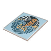 Nautische Vuurtoren Oceaan Nachtscène Tegeltje (Zijkant)