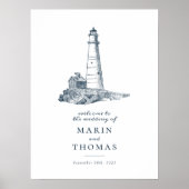Nautische Vuurtoren Ocean Zee Bruiloft Welkomstbor Poster (Voorkant)