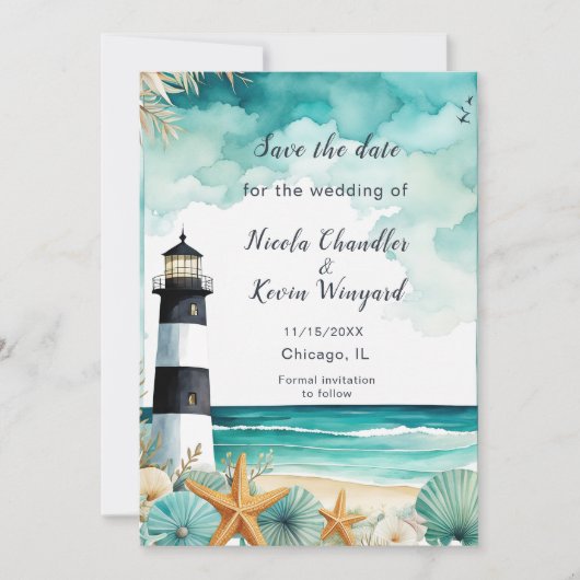 Nautische Vuurtoren Ontvangst Save The Date (Voorkant)