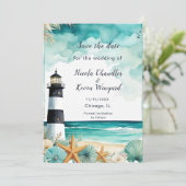 Nautische Vuurtoren Ontvangst Save The Date (Staand voorkant)