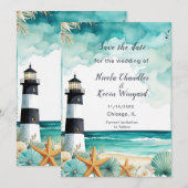 Nautische Vuurtoren Ontvangst Save The Date (Voorkant / Achterkant)