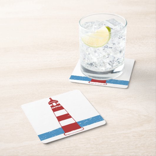 Nautische vuurtoren rood en wit strepen, bruiloft kartonnen onderzetters (Insitu)