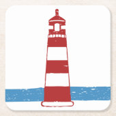 Nautische vuurtoren rood en wit strepen, bruiloft kartonnen onderzetters (Voorkant)