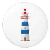 Nautische vuurtoren rood wit blauw keramische knop (Voorkant)