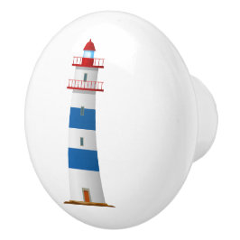 Nautische vuurtoren rood wit blauw keramische knop