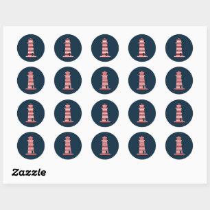 Nautische vuurtoren Rood Wit Blauw Kuststrand Ronde Sticker