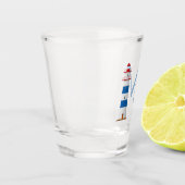 Nautische Vuurtoren Rood Wit Blauw Monogram Shot Glas (Links)