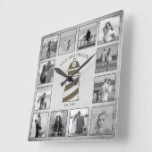 Nautische Vuurtoren Rustiek Hout Zwart Wit Foto's Vierkante Klok (Hoek)