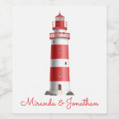 Nautische Vuurtoren Strand Bruiloft Vrijgezellenfe Wijn Etiket (Enkel label)