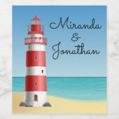 Nautische Vuurtoren Strand Bruiloft Vrijgezellenfe Wijn Etiket (Enkel label)