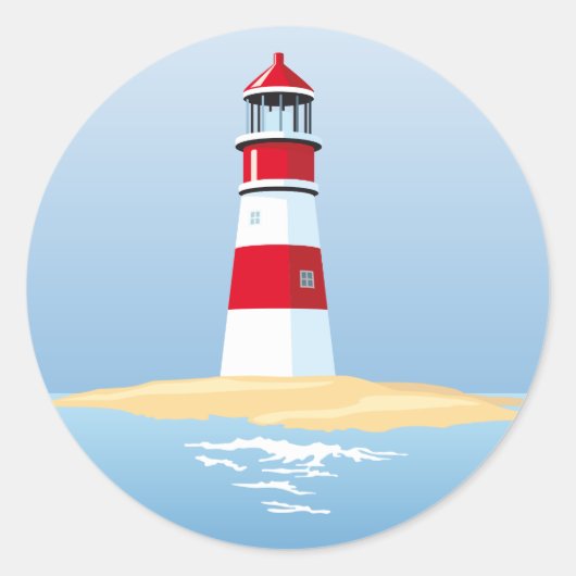 Nautische Vuurtoren Strand Zomer Blauwe Bruiloft Ronde Sticker (Voorkant)