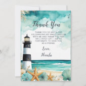 Nautische vuurtoren Sweet Sixteen Birthday Bedankkaart (Voorkant)