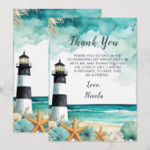 Nautische vuurtoren Sweet Sixteen Birthday Bedankkaart (Voorkant / Achterkant)