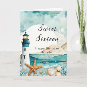 Nautische vuurtoren Sweet Sixteen Birthday Kaart
