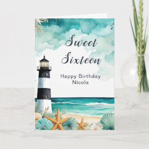 Nautische vuurtoren Sweet Sixteen Birthday Kaart