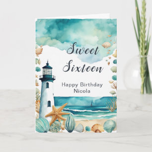 Nautische vuurtoren Sweet Sixteen Birthday Kaart