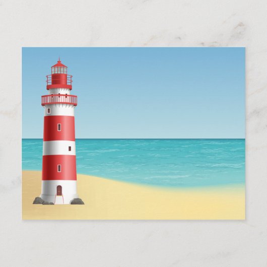 Nautische Vuurtoren Trouw Richting Strand Oceaan Informatiekaartje (Achterkant)