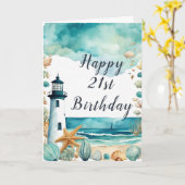 Nautische Vuurtoren Verjaardag Kaart (Gele Bloem)